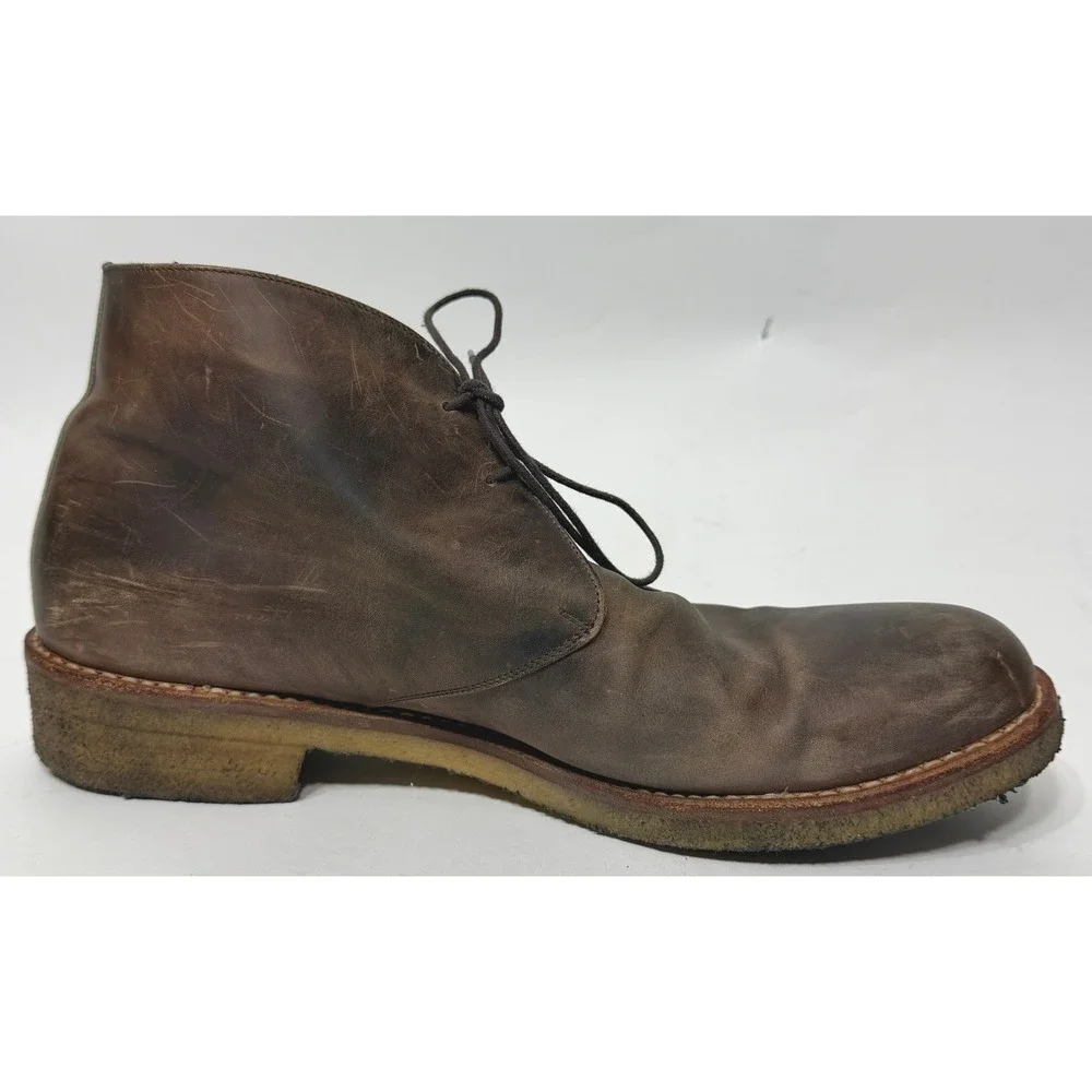 Calzoleria Harris Desert Chukka Boots Mens Size 10 Brown Leather Gum Sole Italy